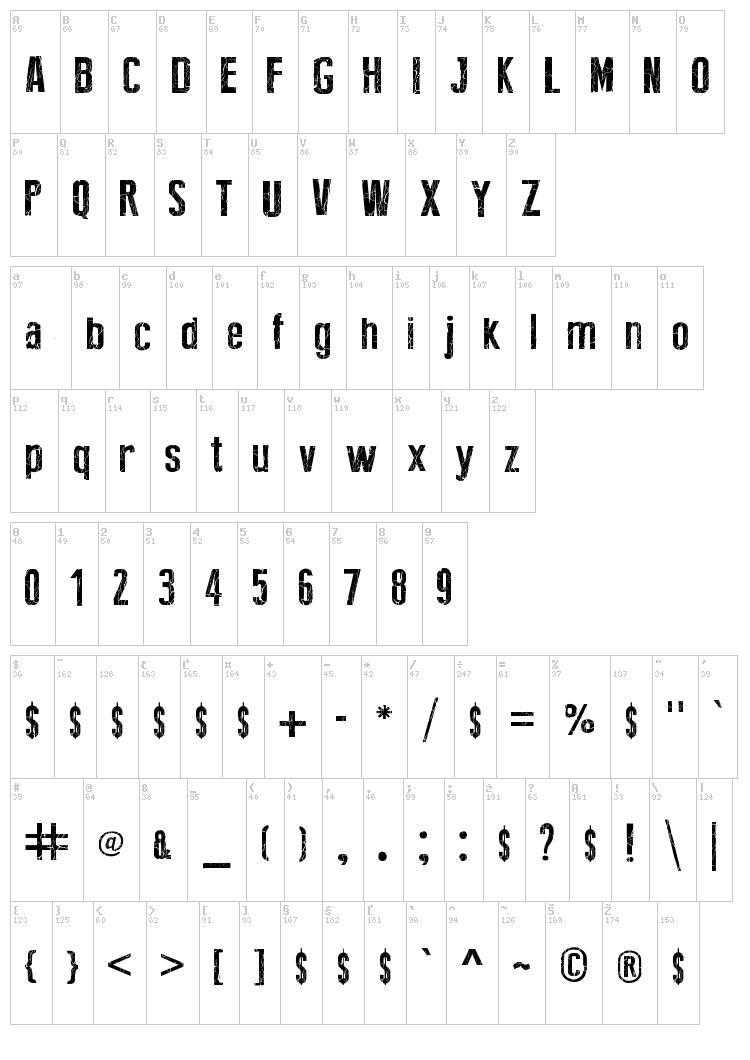 Broken Type font map